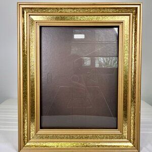 Vintage 80s Gold Tone Ornate Picture Frame Textured Gilt Mid Century Retro